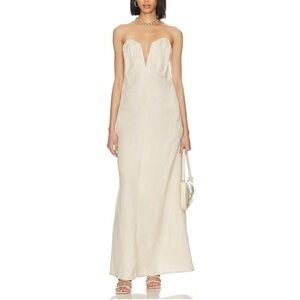 Song of Style Revolve Cream Strapless Maxi Dress Small